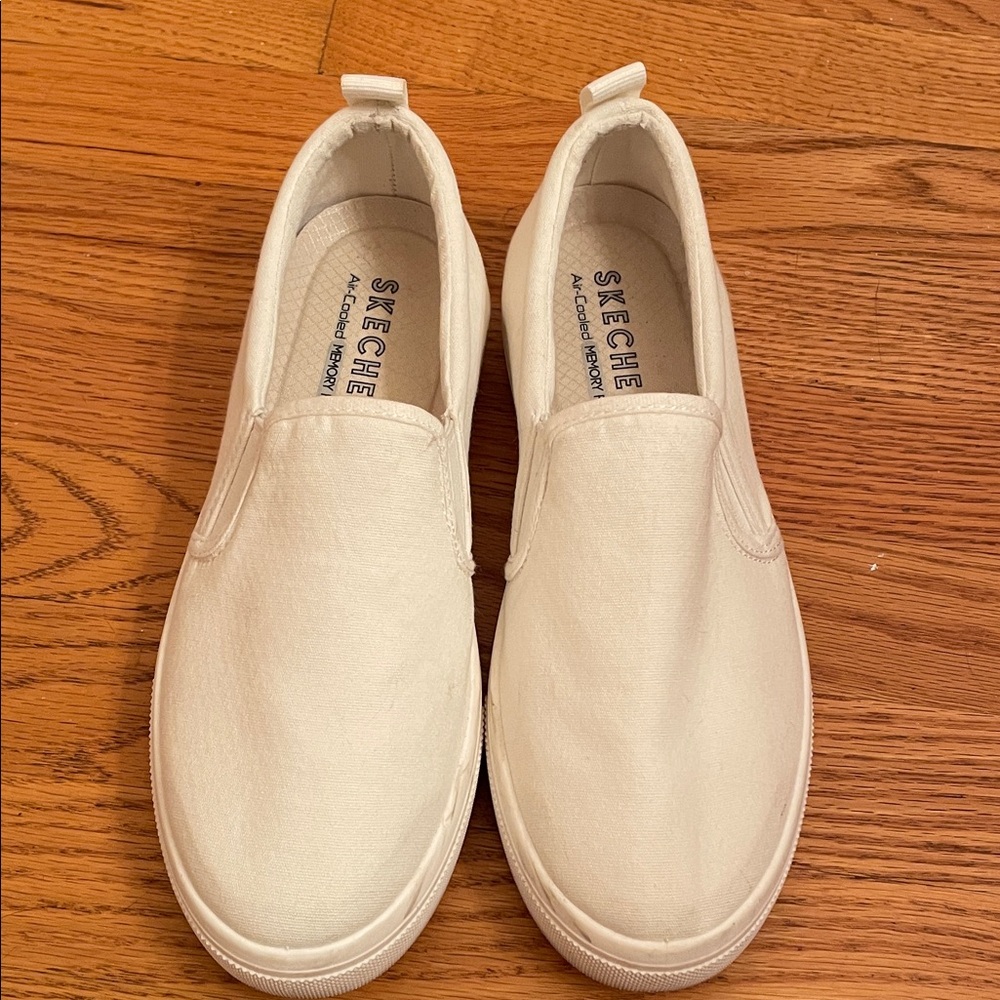 Skechers Women's Slip-On Canvas Sneakers in White
